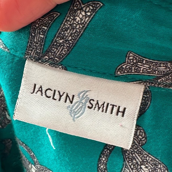 Jaclyn Smith womens top size XL teal floral 100% cotton button down - Picture 11 of 14